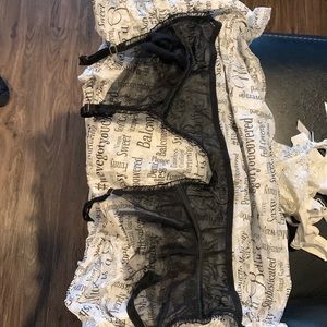 Lascivious.co.uk Ltd black sheer ruffled garter belt NWOT size small. Vintage